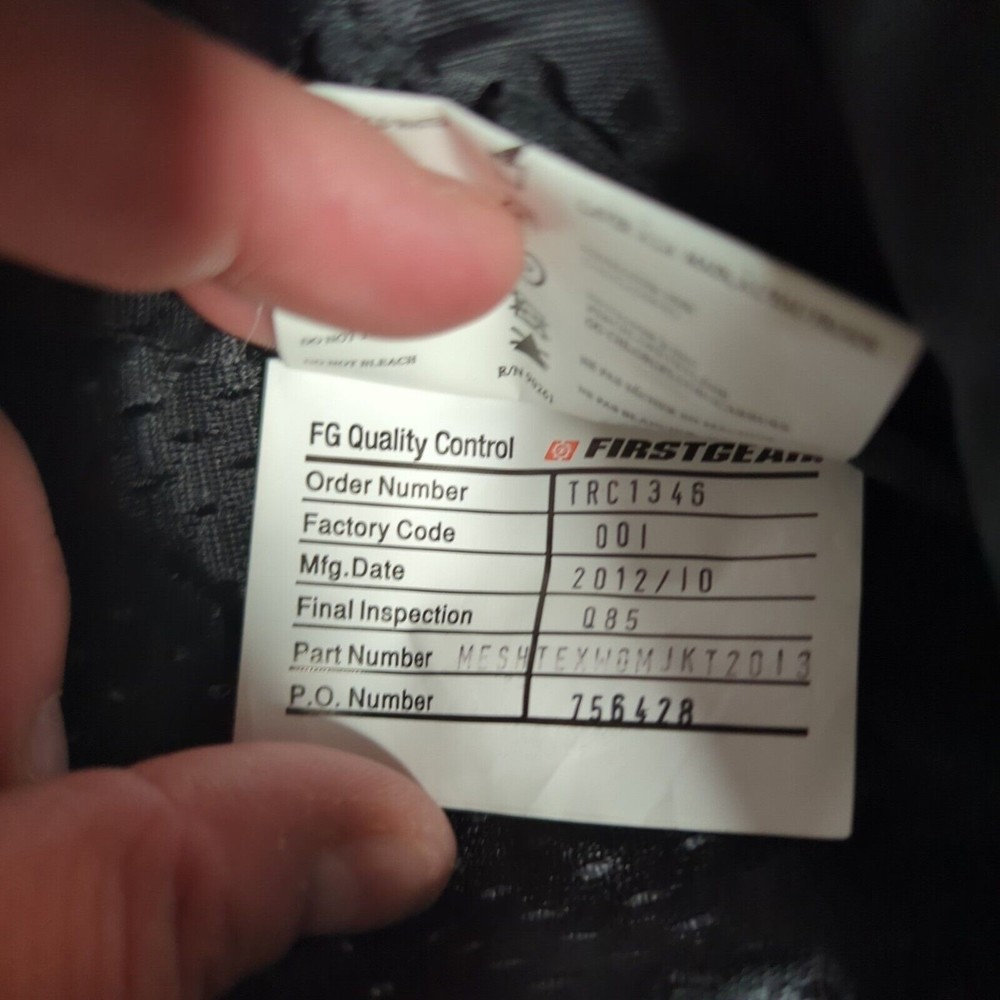 First Gear Mesh-Tex 13 Womens Motorcycle Jacket Black Large - Picture 6 of 6